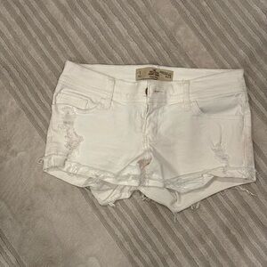 Hollister White Distressed Jean Shorts